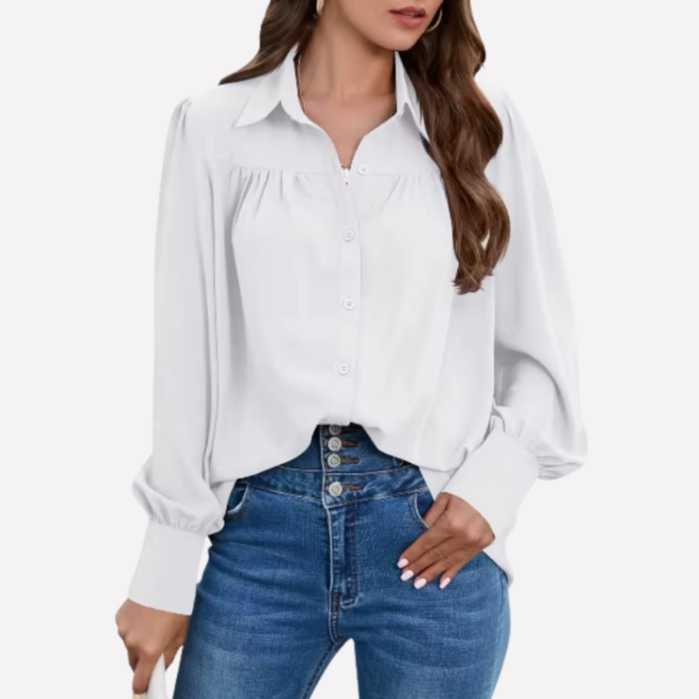 Chiffon Blouse with Lantern Sleeves for Women