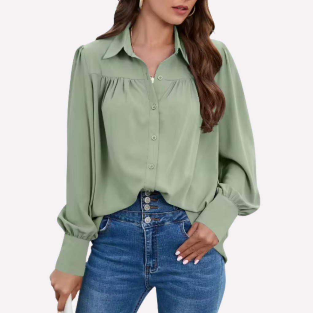 Chiffon Blouse with Lantern Sleeves for Women