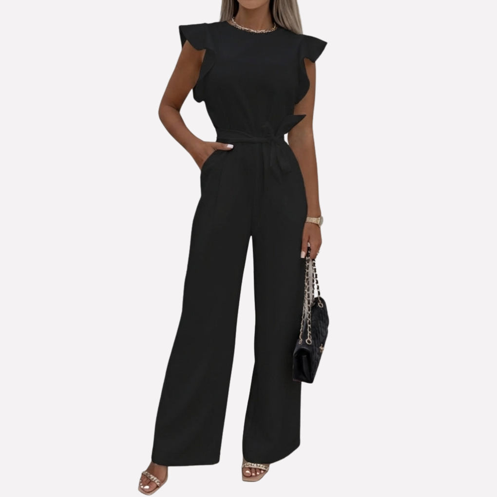 Elegant Jumpsuit with Flutter Sleeves