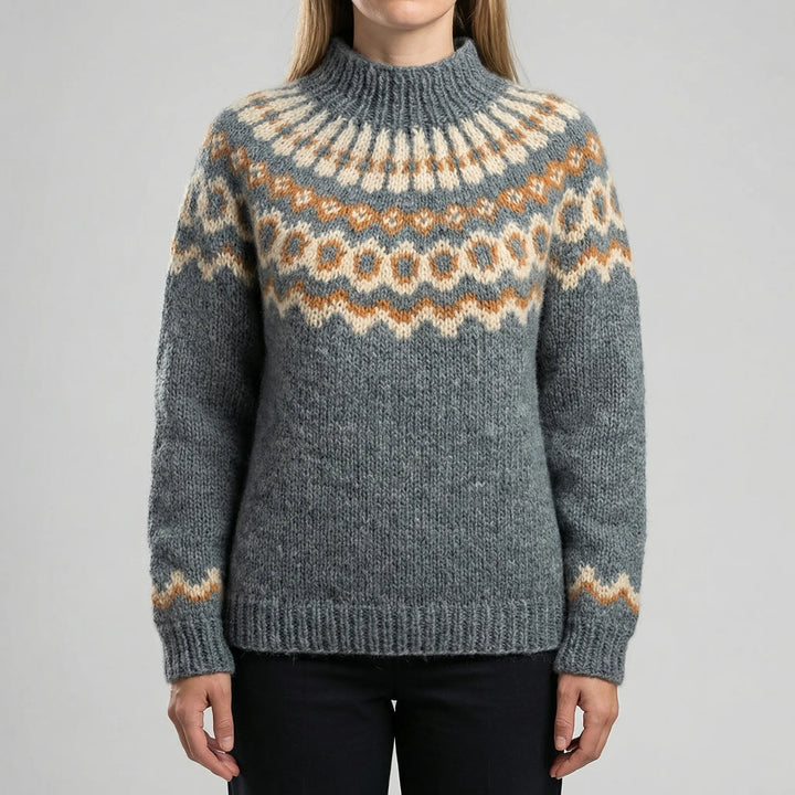 Fjelora - Nordic Fair Isle Patterned Pullover Sweater