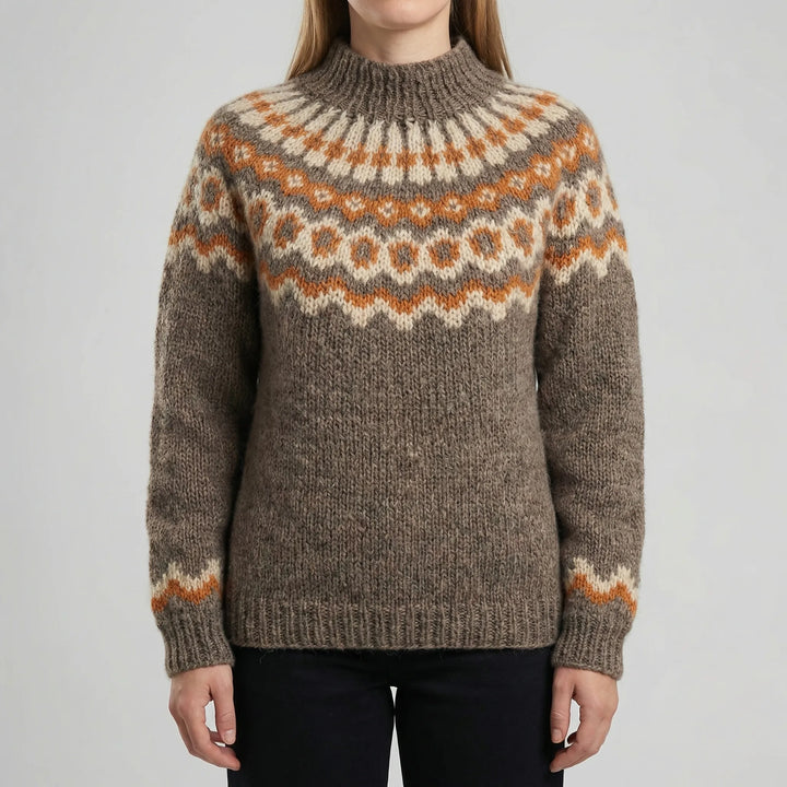 Fjelora - Nordic Fair Isle Patterned Pullover Sweater