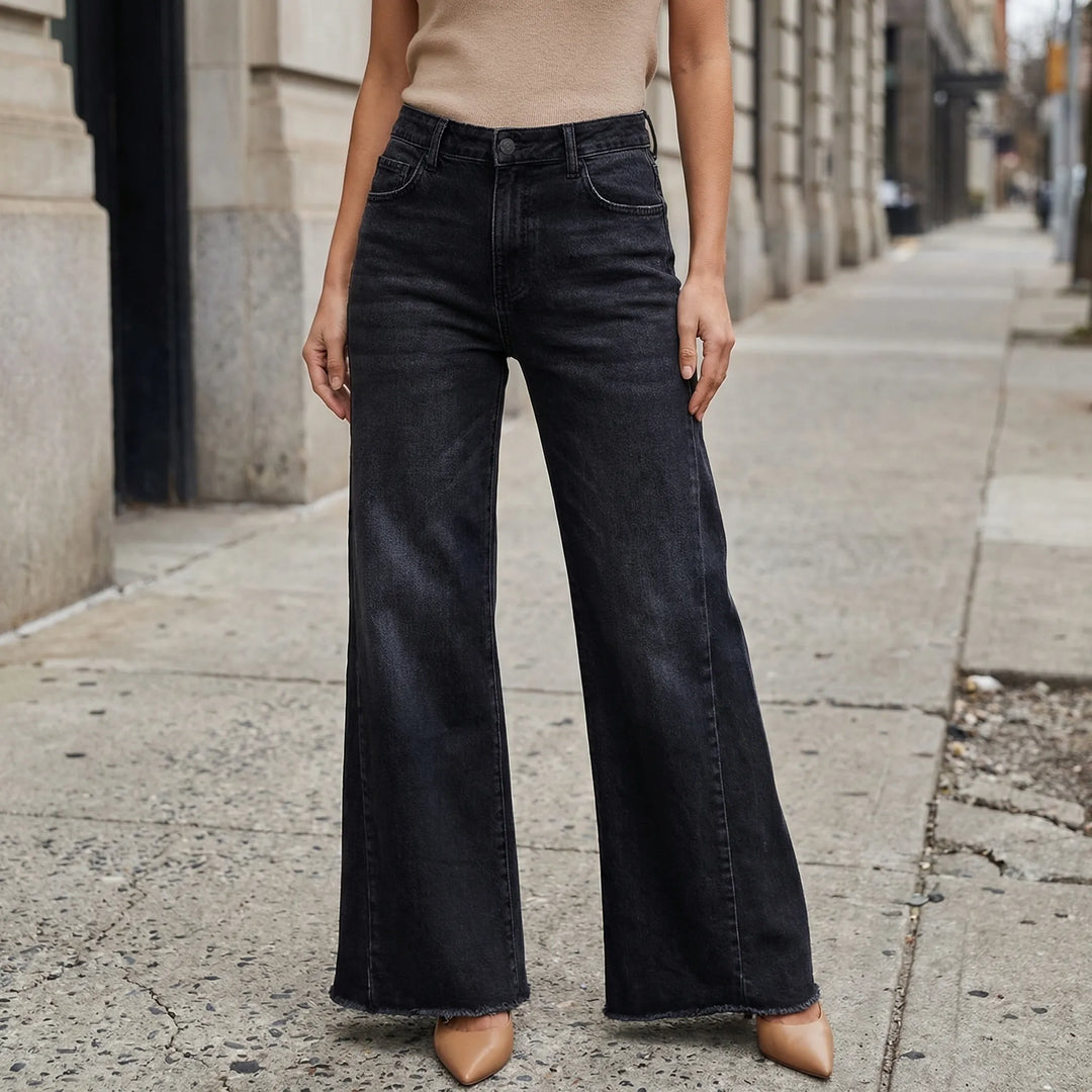 Flairova - Wide Leg Relaxed Straight Cut Jeans