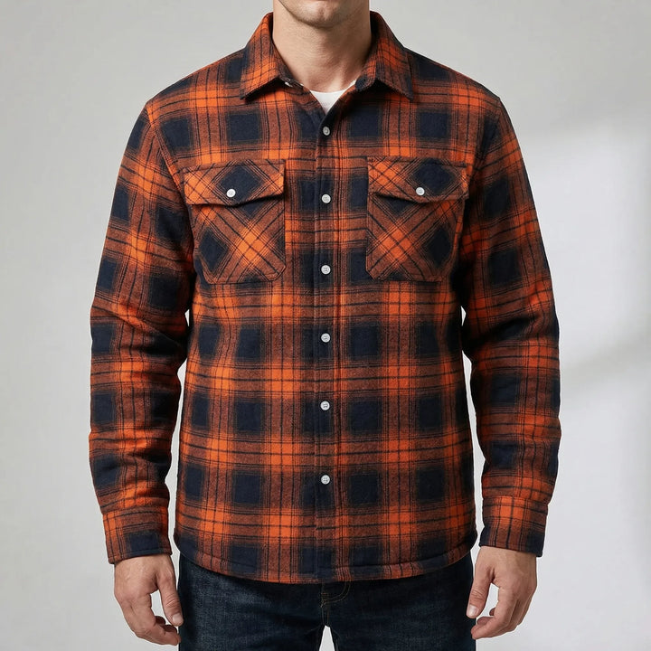 Flandrex - Fleece-Lined Plaid Shirt Jacket For Men
