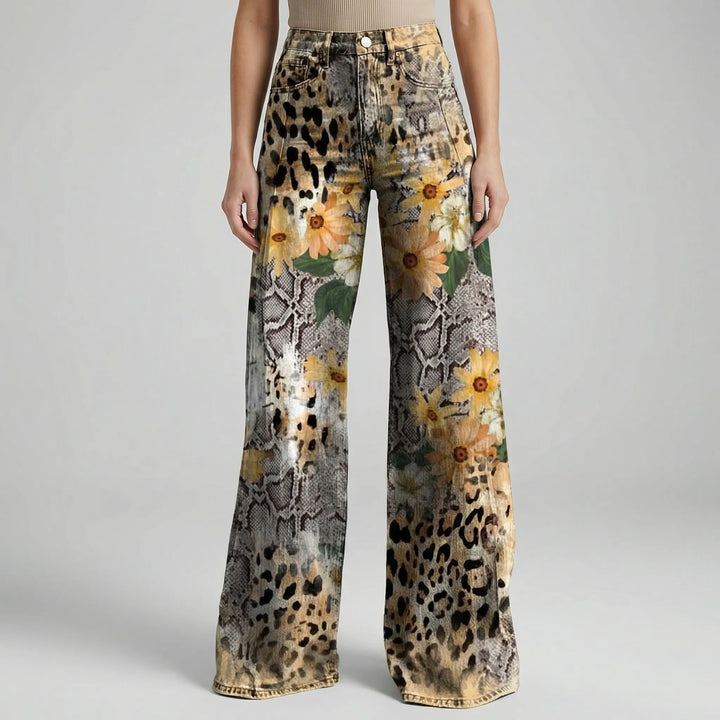 Florива - Full-Length Printed Wide-Leg Pants