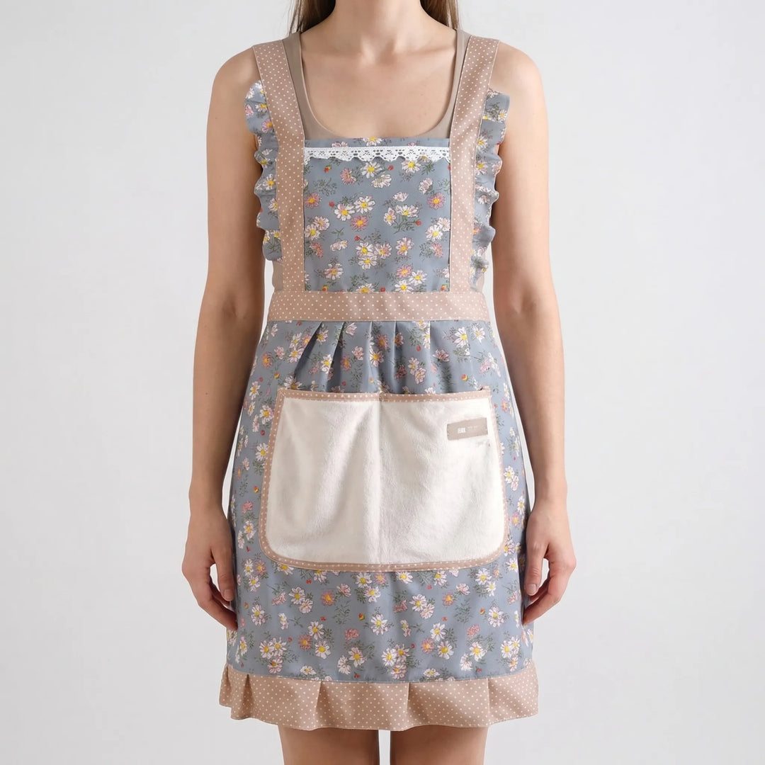 Florette - Floral Print Full-Coverage Kitchen Apron