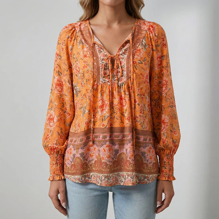 Florindra - Floral Print Boho Blouse