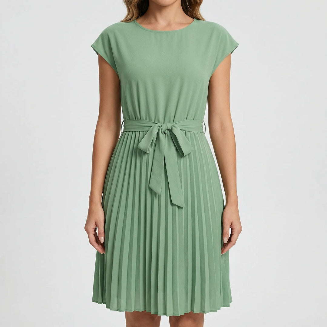 Florvene - Short-Sleeve Pleated Midi Dress