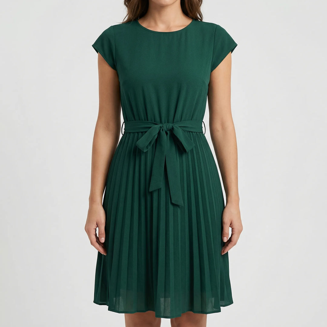 Florvene - Short-Sleeve Pleated Midi Dress