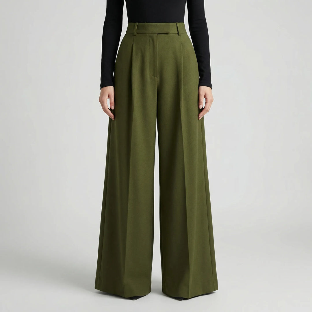 Flowana - High-Waist Flared Wide-Leg Trousers