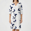 Leaf Print V-Neck Midi Dress