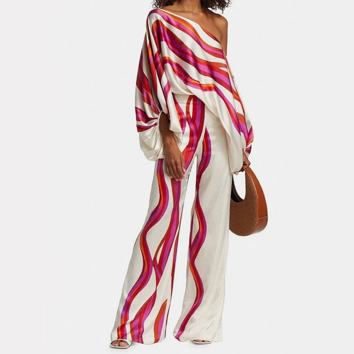 Off-Shoulder Style Satin 2 Piece Set for Women
