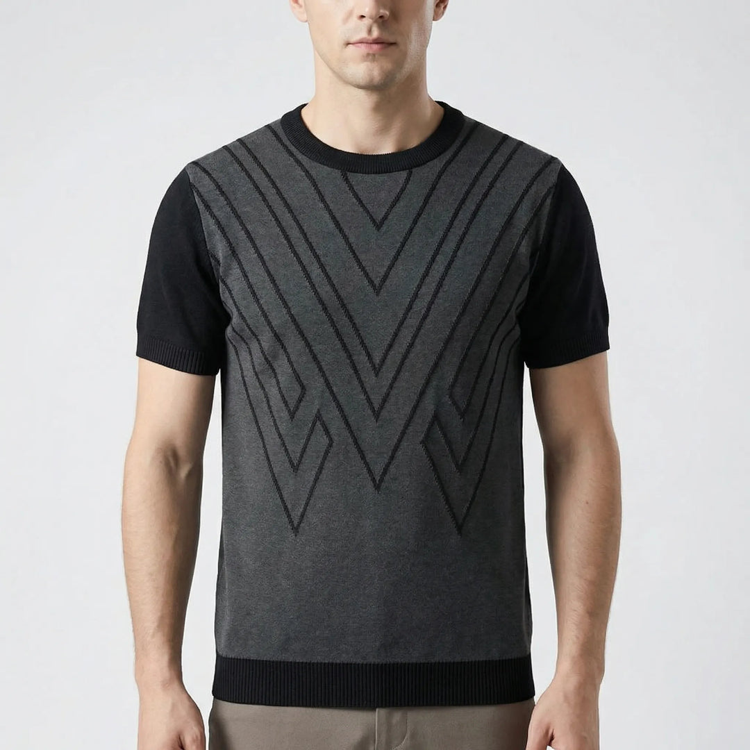 Geovex - Short Sleeve Geometric Knit Top