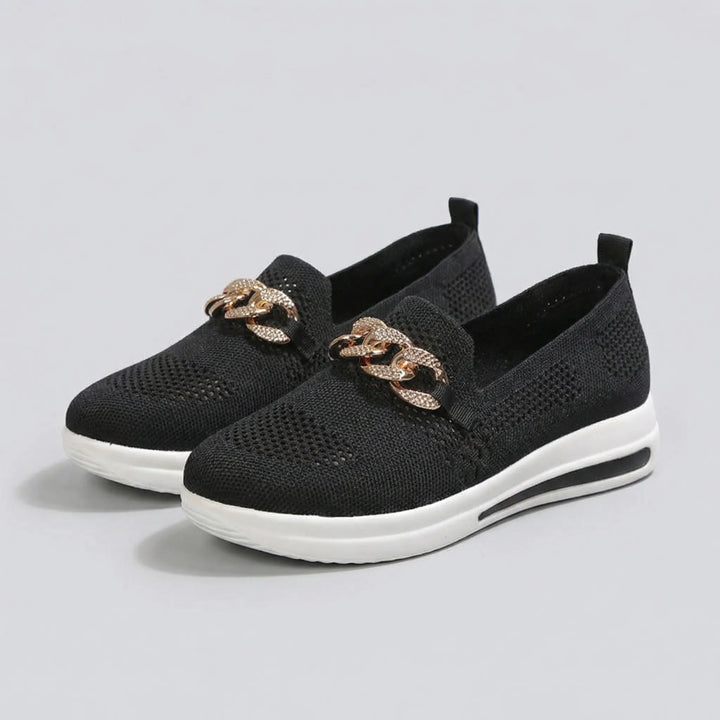 Glitzloa - Knit Slip-On Sneaker With Chain Detail