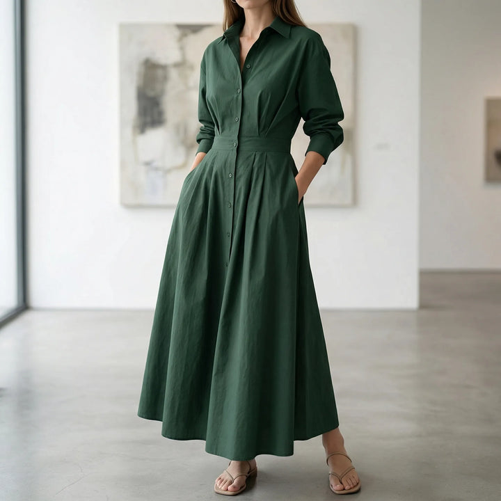 Granova - Long-Sleeve V-Neck Maxi Dress