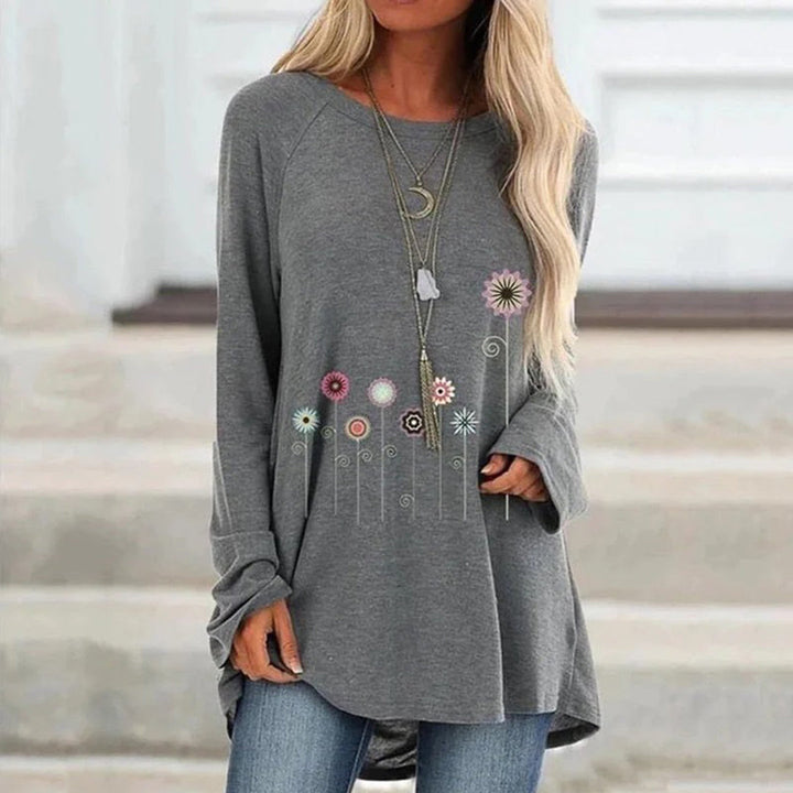 Sweatshirt with 3D Floral Embroidery Soft Texture for Women