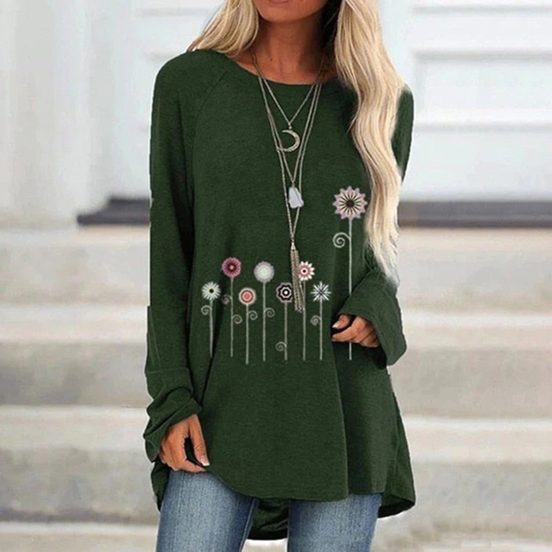 Sweatshirt with 3D Floral Embroidery Soft Texture for Women