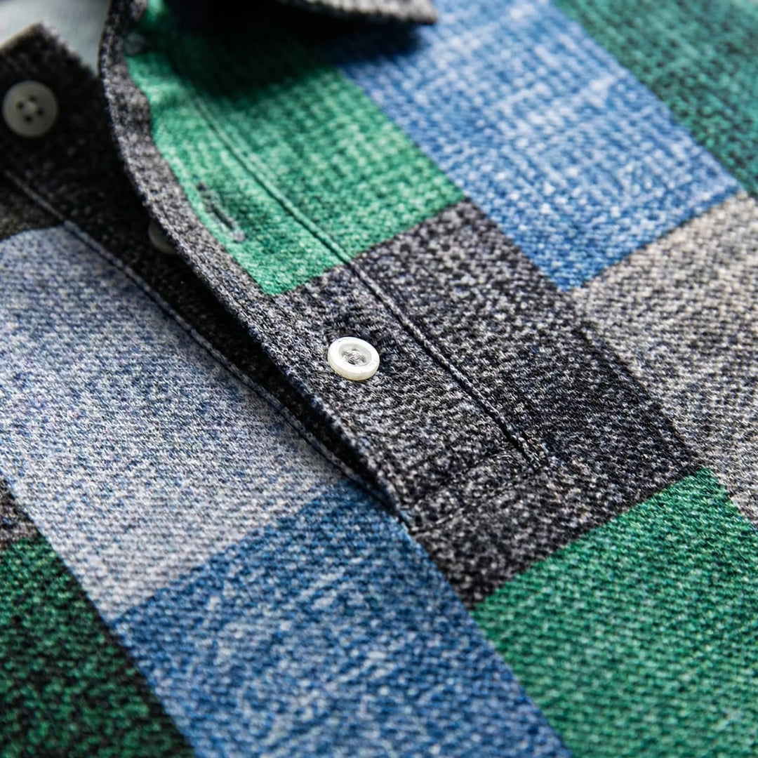 Gridvex - Short-Sleeve Checkered Polo Shirt