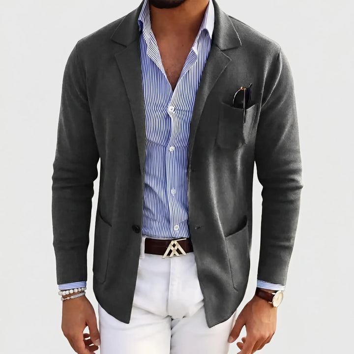 Klavorn - Lapel Collar Knit Blazer For Men