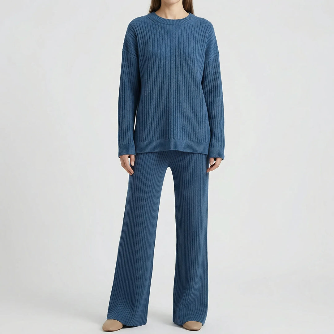 Knivelle - Ribbed Knit Two-Piece Sweater Set