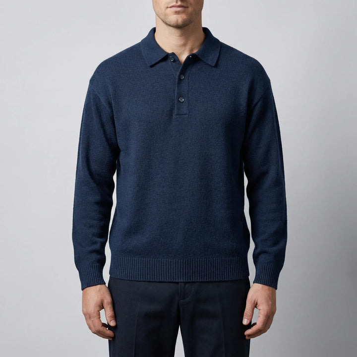 Krestol - Fine-Knit Long Sleeve Polo Sweater
