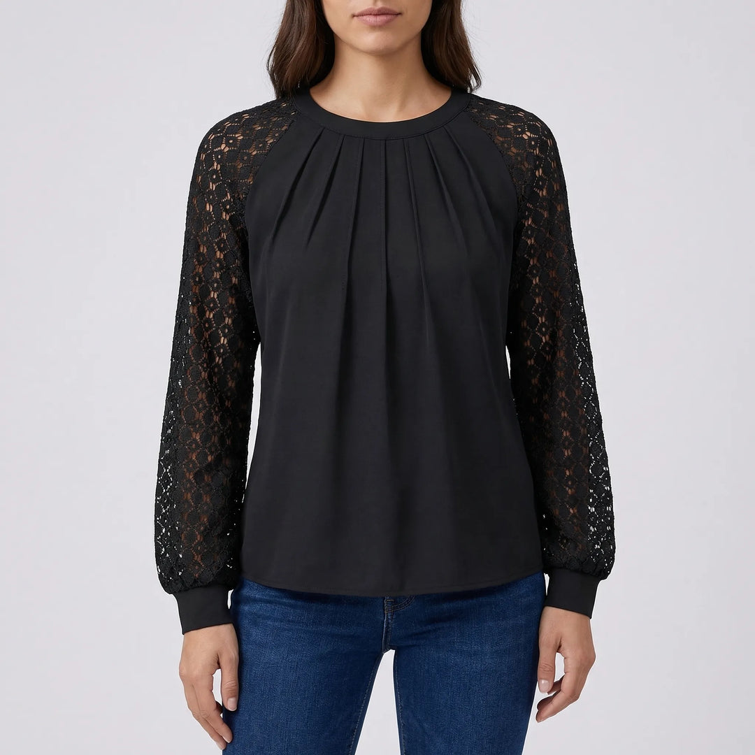 Lacevera - Long-Sleeve Blouse With Lace Sleeves