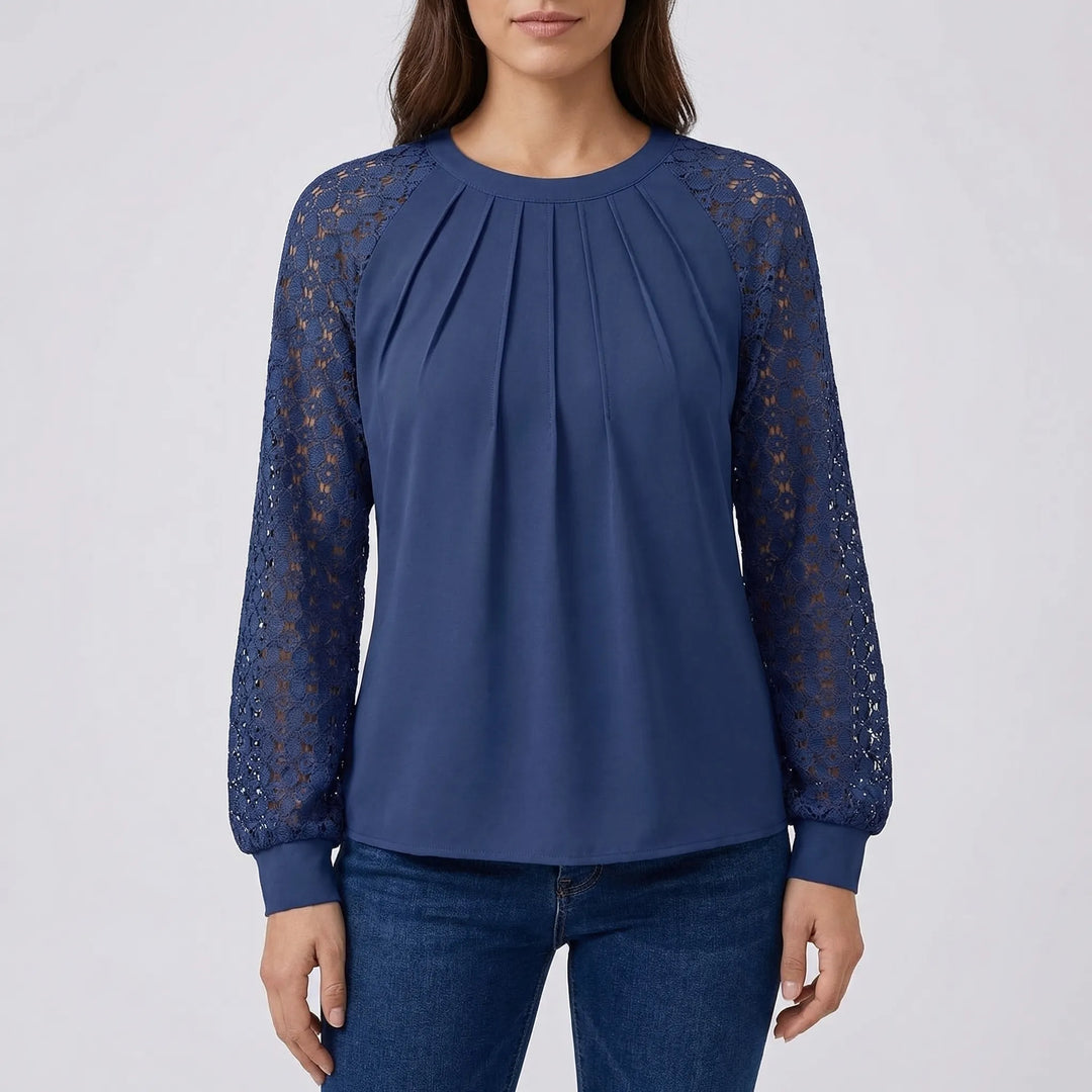 Lacevera - Long-Sleeve Blouse With Lace Sleeves