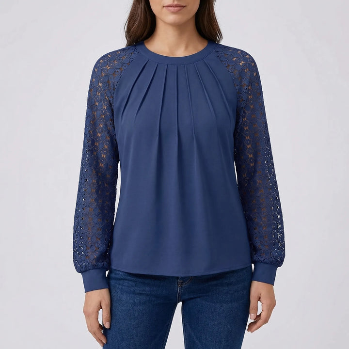 Lacevera - Long-Sleeve Blouse With Lace Sleeves