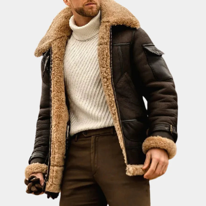 Bold Pilot Style- Leather Winter Jacket for Men