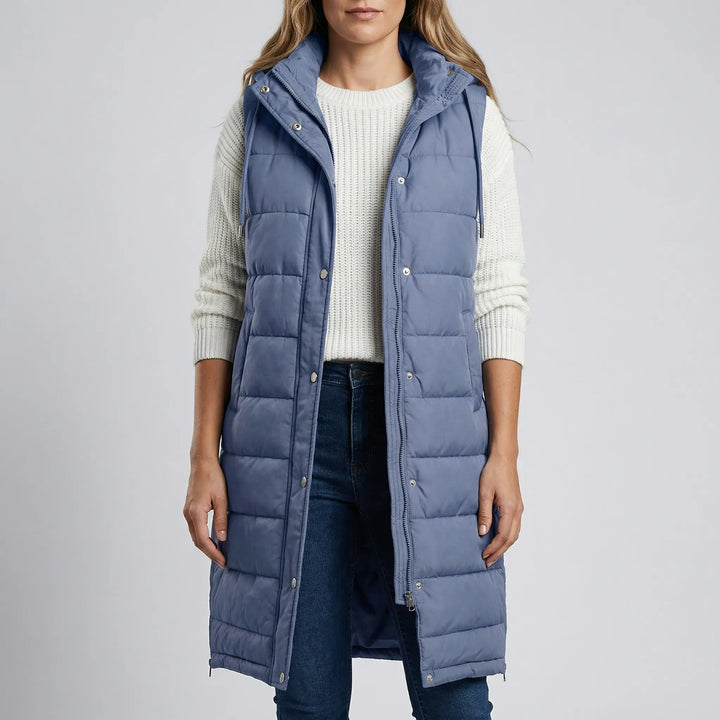 Layriva - Longline Hooded Sleeveless Puffer Vest