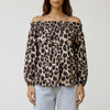 Off-Shoulder Leopard Print Blouse