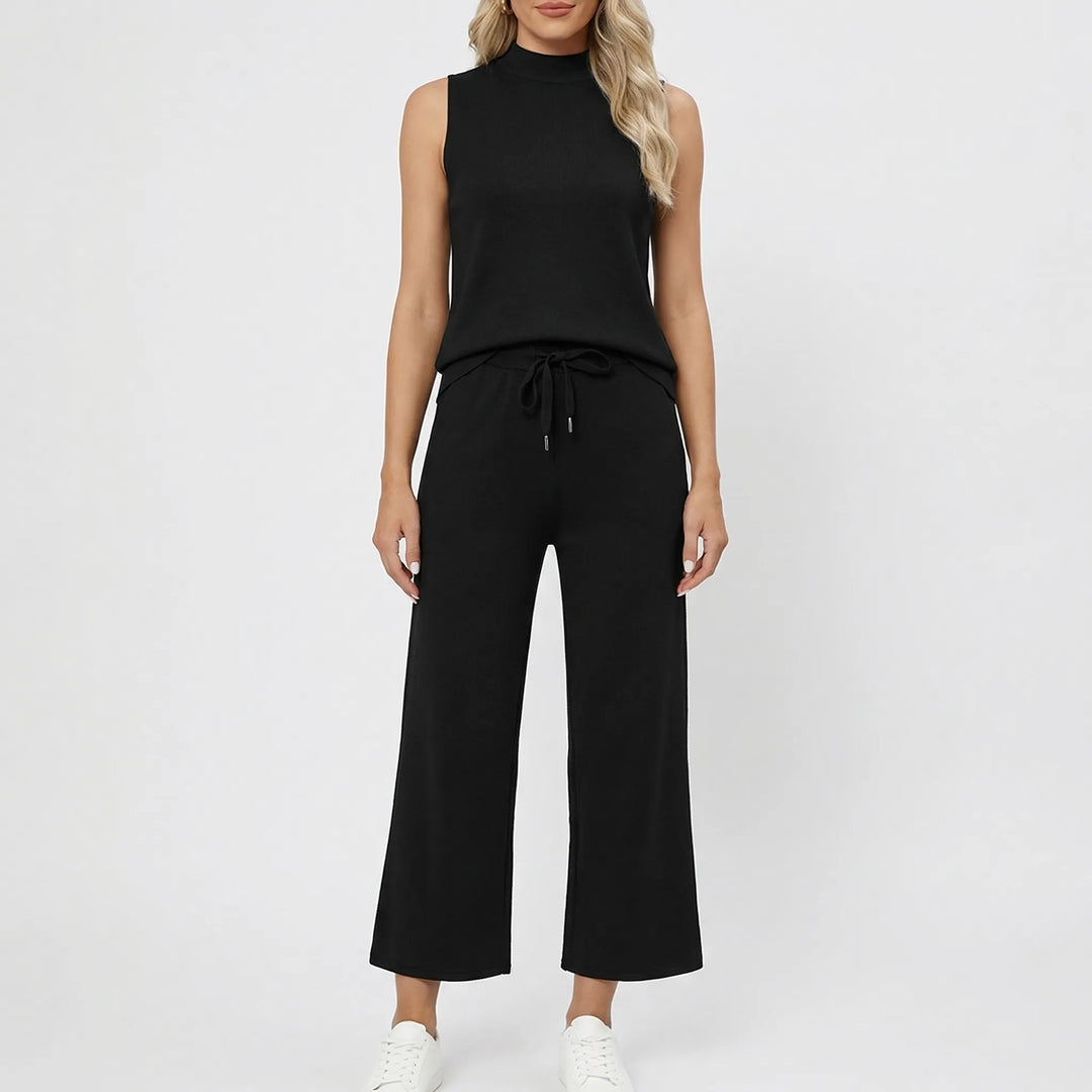 Louniva - Matching Sleeveless Top And Wide-Leg Pants Set
