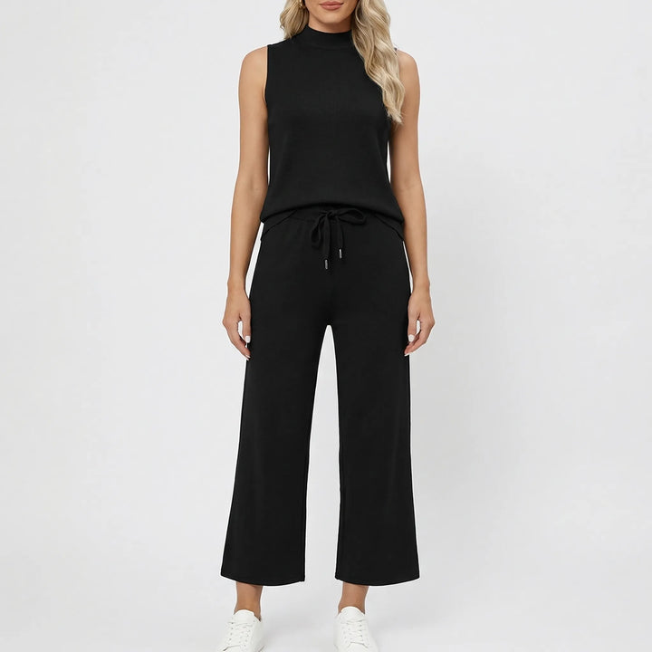 Louniva - Matching Sleeveless Top And Wide-Leg Pants Set