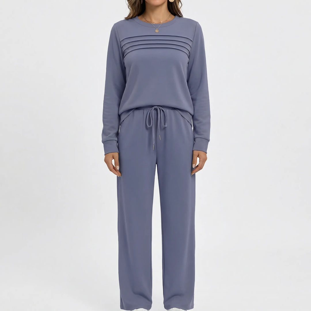 Lounvera - Mock Neck Long-Sleeve Lounge Set