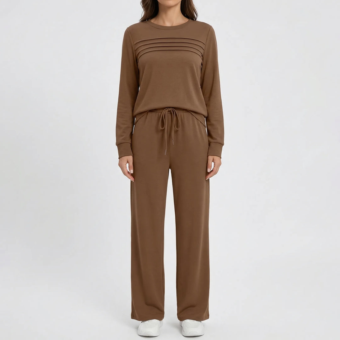 Lounvera - Mock Neck Long-Sleeve Lounge Set
