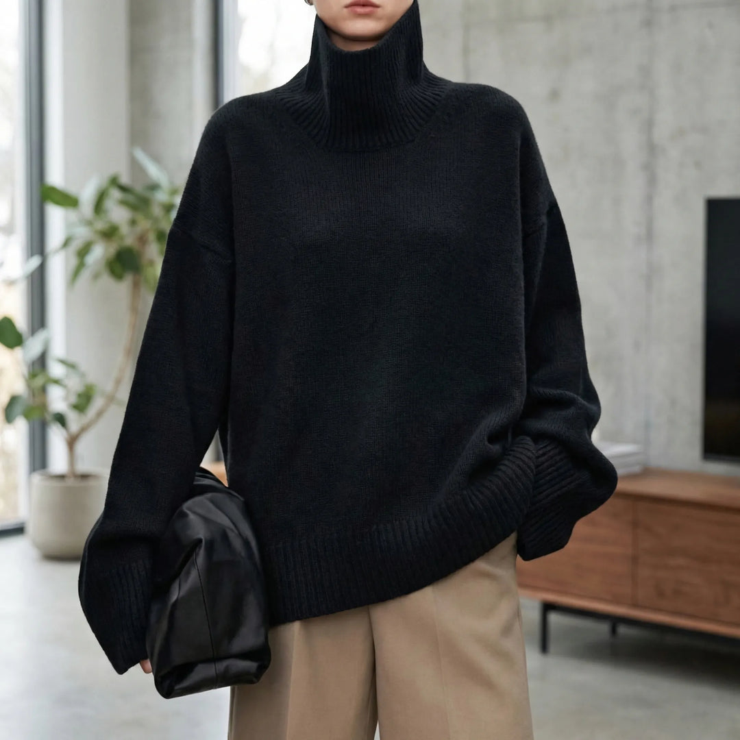 Lumvex - Oversized High-Neck Knit Sweater