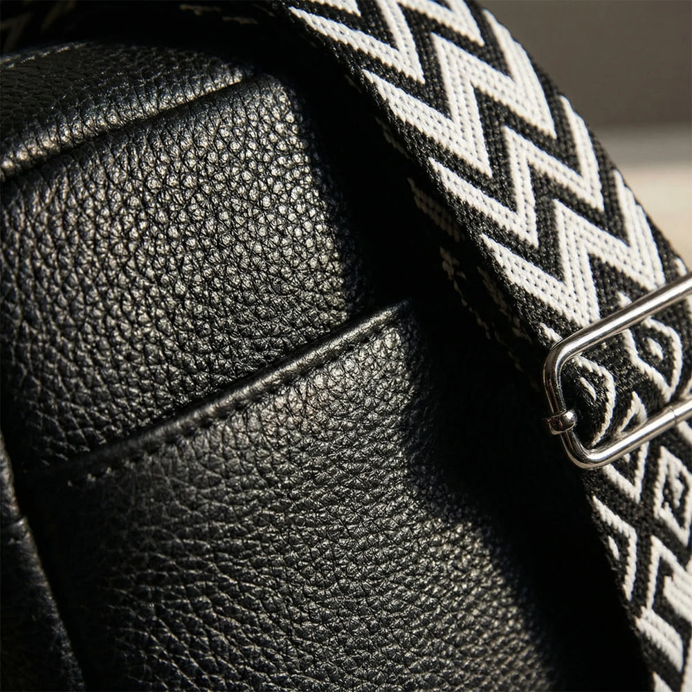 Luxivane - Structured Crossbody Bag With Patterned Strap