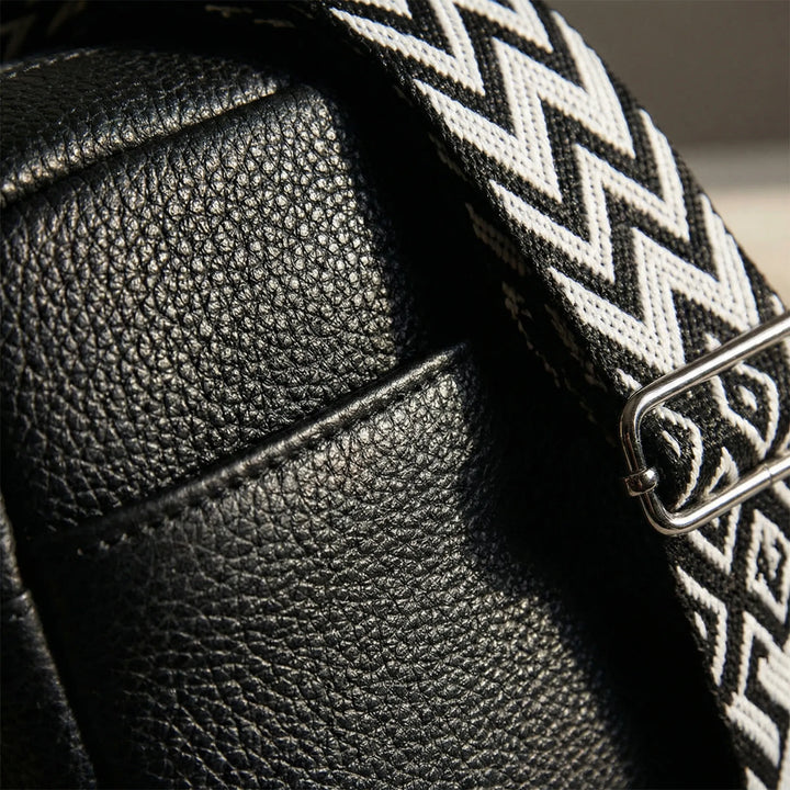 Luxivane - Structured Crossbody Bag With Patterned Strap