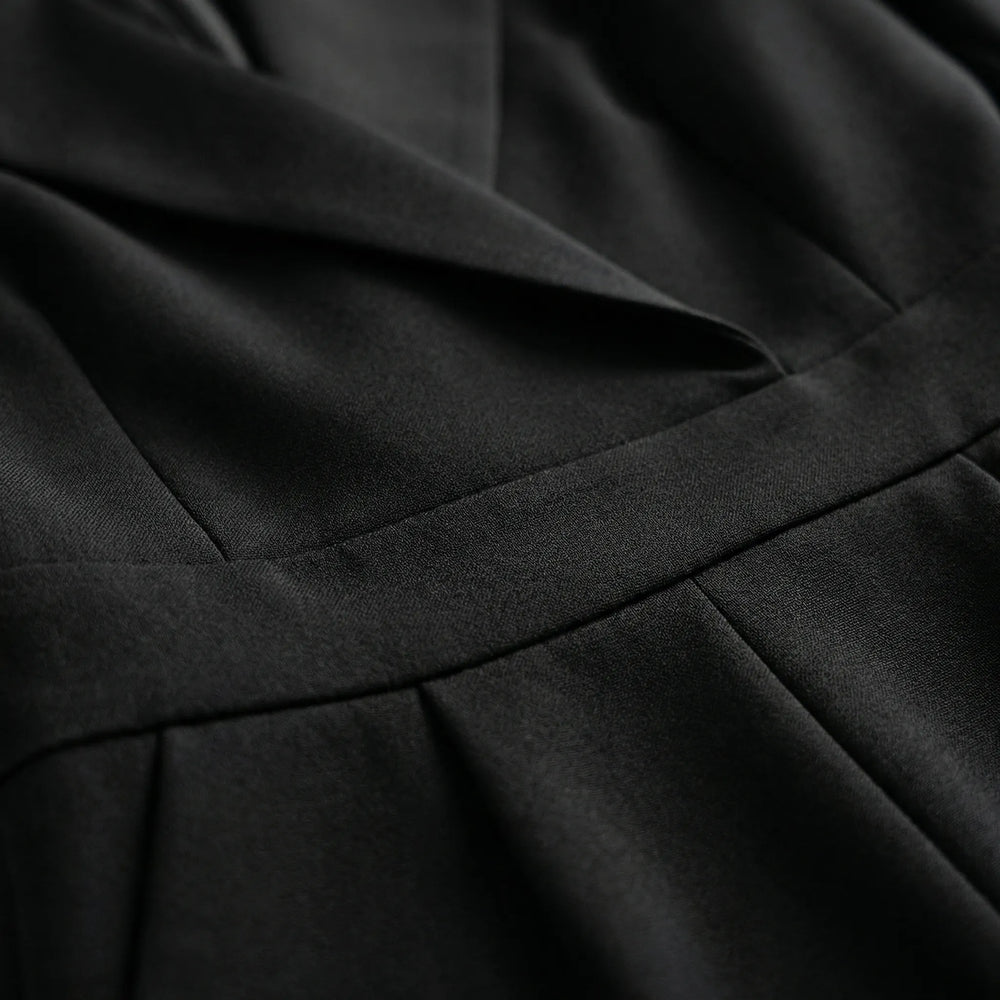 Luxivon - Wide-Leg Long-Sleeve Tailored Jumpsuit