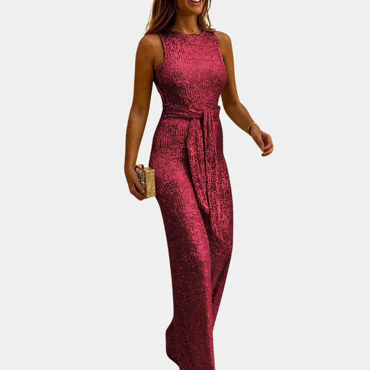 Sequin Waist-Tie Jumpsuit for Women
