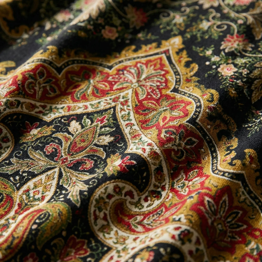 Midarae - Long Sleeve Midi Dress With Ornate Print