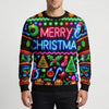 Neon Graphic Christmas Crew Neck Sweater for Men