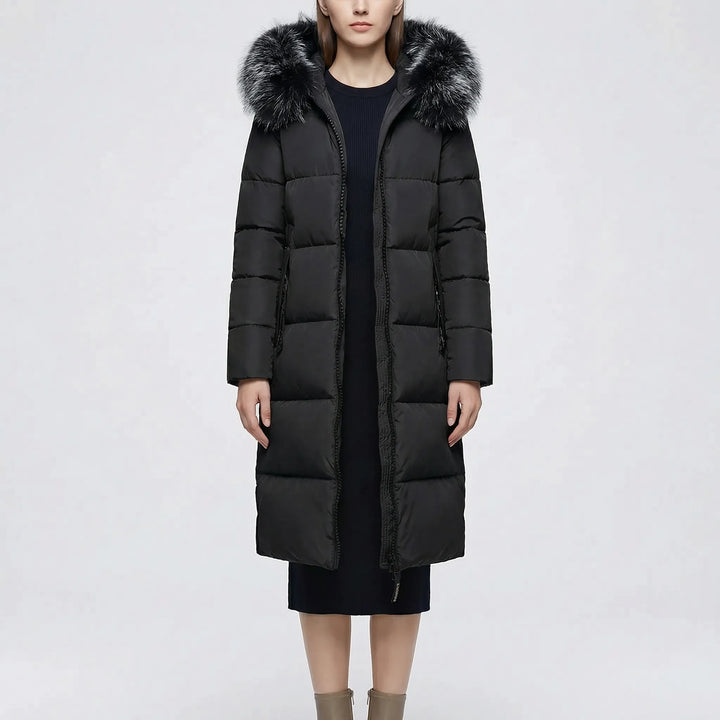 Nordelle - Long Quilted Puffer Coat With Fur-Trimmed Hood