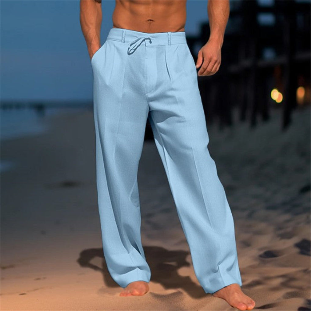 Linen Relaxed Fit Drawstring Trouser for Men
