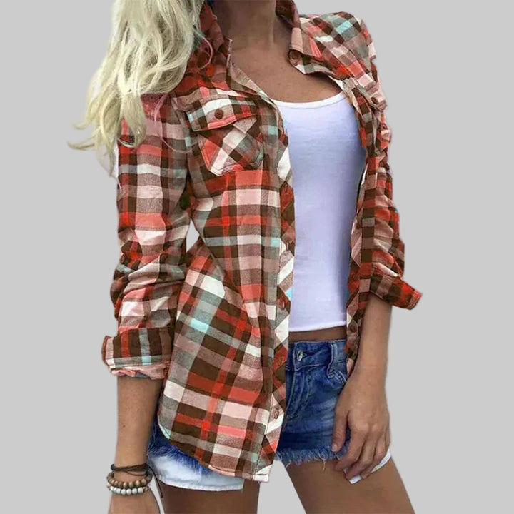 Women's Blouse with Timeless Plaid Design
