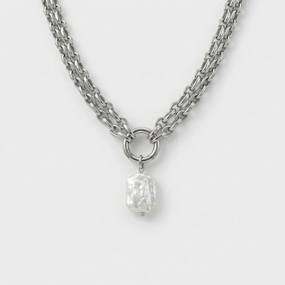 Pearlova - Baroque Pearl Pendant Chain Necklace