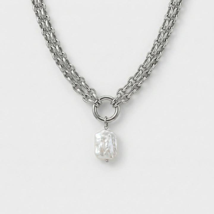 Pearlova - Baroque Pearl Pendant Chain Necklace