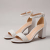 Pearl-Embellished Ankle-Strap Block Heel Sandals for Women