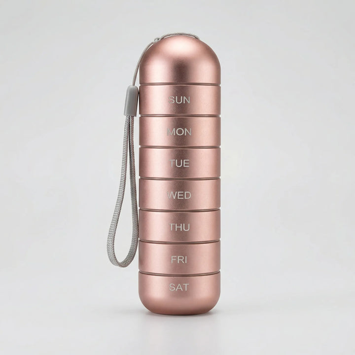 Pillova - 7-Compartment Cylindrical Weekly Pill Organizer