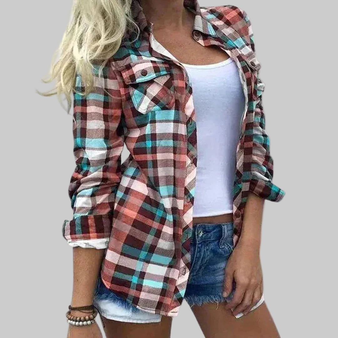 Women's Blouse with Timeless Plaid Design