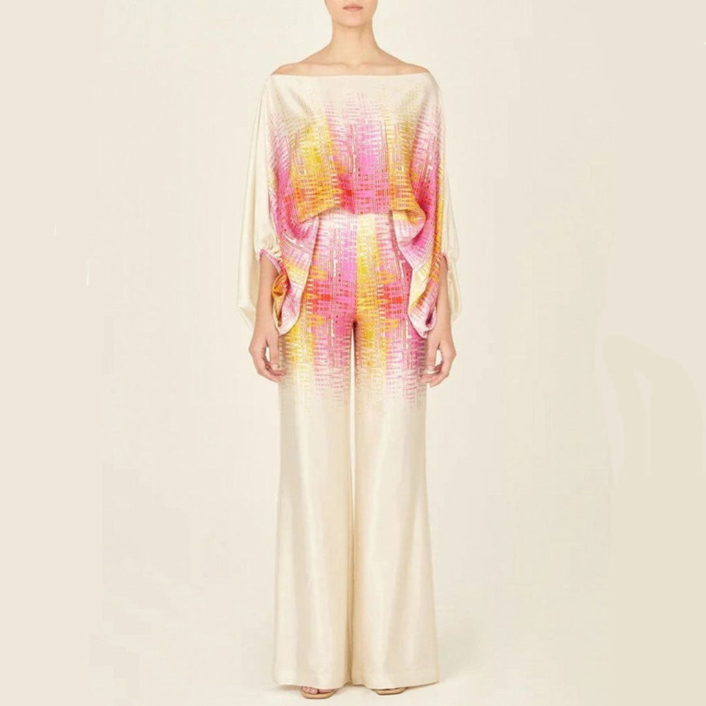 Off-Shoulder Style Satin 2 Piece Set for Women